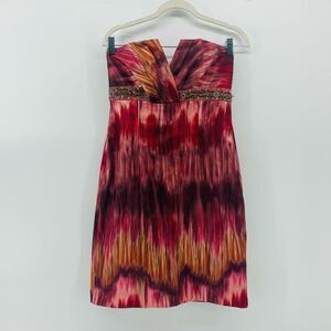 Strapless‎ Dress Beaded Waist Cocktail Party Dress Red Orange Y2K Homecoming 4